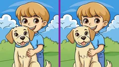 Quebra-cabeças: consegue encontrar três diferenças na imagem do menino com o cão?