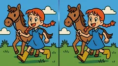 Quebra-cabeças: consegue encontrar todas as diferenças na imagem de uma menina com um cavalo?